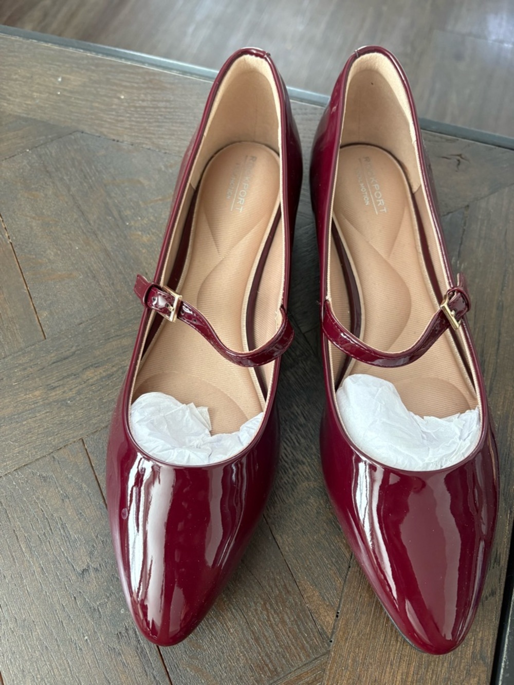 Rockport Patent Mary Jane Flats in Burgundy Red